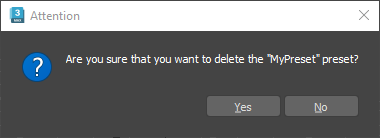 Delete preset query window