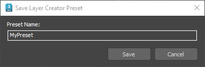 A query window to save new preset with given name.